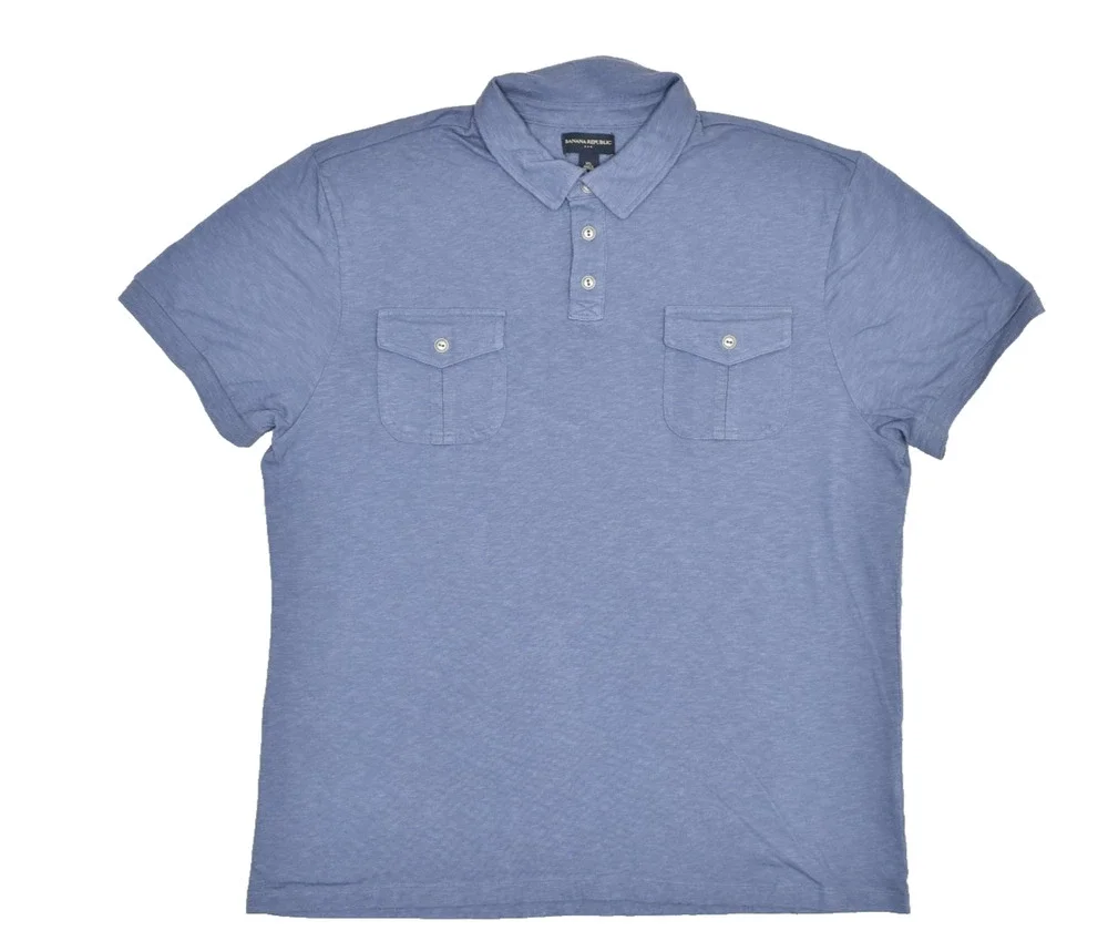 Banana Republic Men's Regular Size XXL Blue Short Sleeve Polo Shirt
